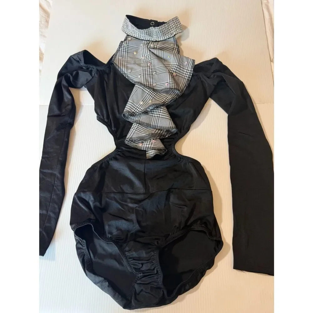 Kelle solo leotard black plaid suit menswear inspired MA-Medium adult